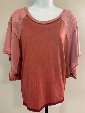 NWOT Aratta two-Tone Scoop Neck Dolman Sleeve Top in Rose and Mauve